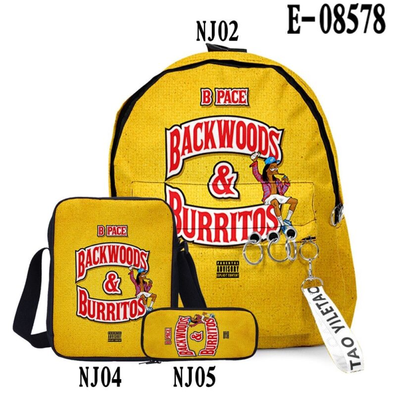 3D Printed Backwoods Backpack 3pcs Set Slash Zipper Backpack3d Printed Backpack School Student Casual  Laptop Bag