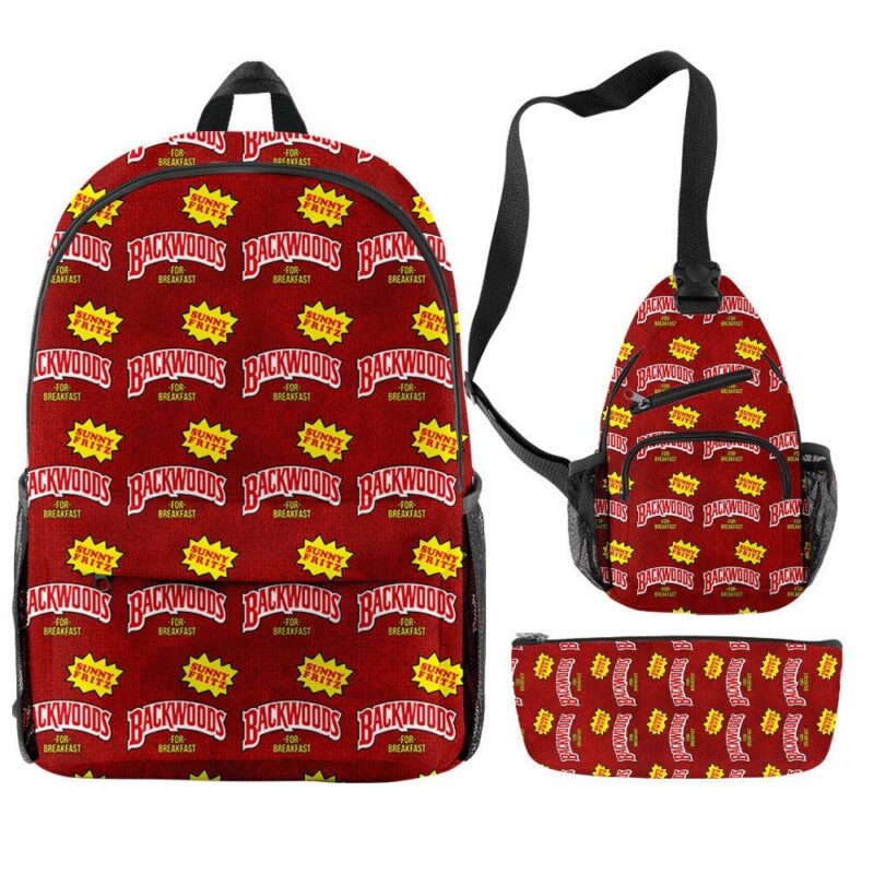 Backwoods Backpack Zipper Backpack & Shoulder Bag + Pencil Case Oxford Bag 3 PCS Set
