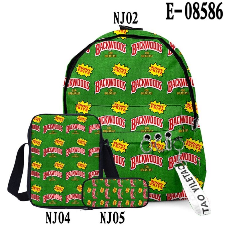 3D Printed Backwoods Backpack 3pcs Set Slash Zipper Backpack3d Printed Backpack School Student Casual  Laptop Bag