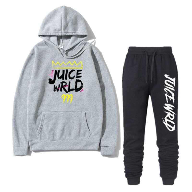 2 Pieces Sets Tracksuit Men Rapper Juice Wrld Hooded Sweatshirt pants Pullover Hoodie Sportwear Sweat Suit
