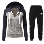 Autumn Winter Tracksuit 2 Piece Set Zipper Patchwork Jacket Hoodie+Pants Sportwear Women's Sports Suit Female Clothing