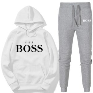 Women's Fashion Yes Boss Tracksuit 2 Piece Set Autumn Winter Pullover Hoodie+Pants Sports Suit Sportswear Suit