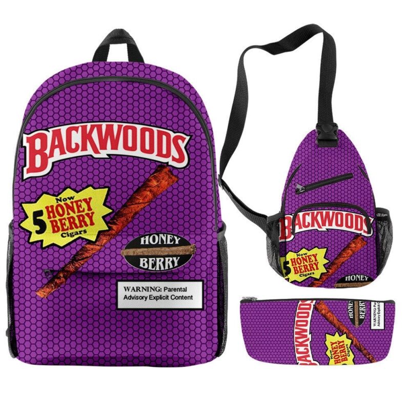Backwoods Backpack Zipper Backpack & Shoulder Bag + Pencil Case Oxford Bag 3 PCS Set