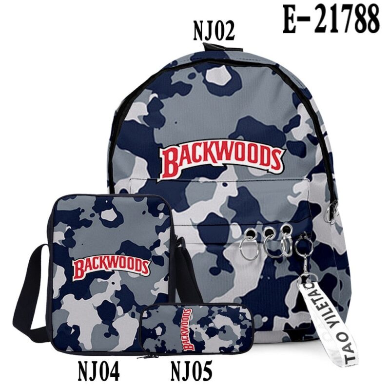 3D Printed Backwoods Backpack 3pcs Set Slash Zipper Backpack3d Printed Backpack School Student Casual  Laptop Bag
