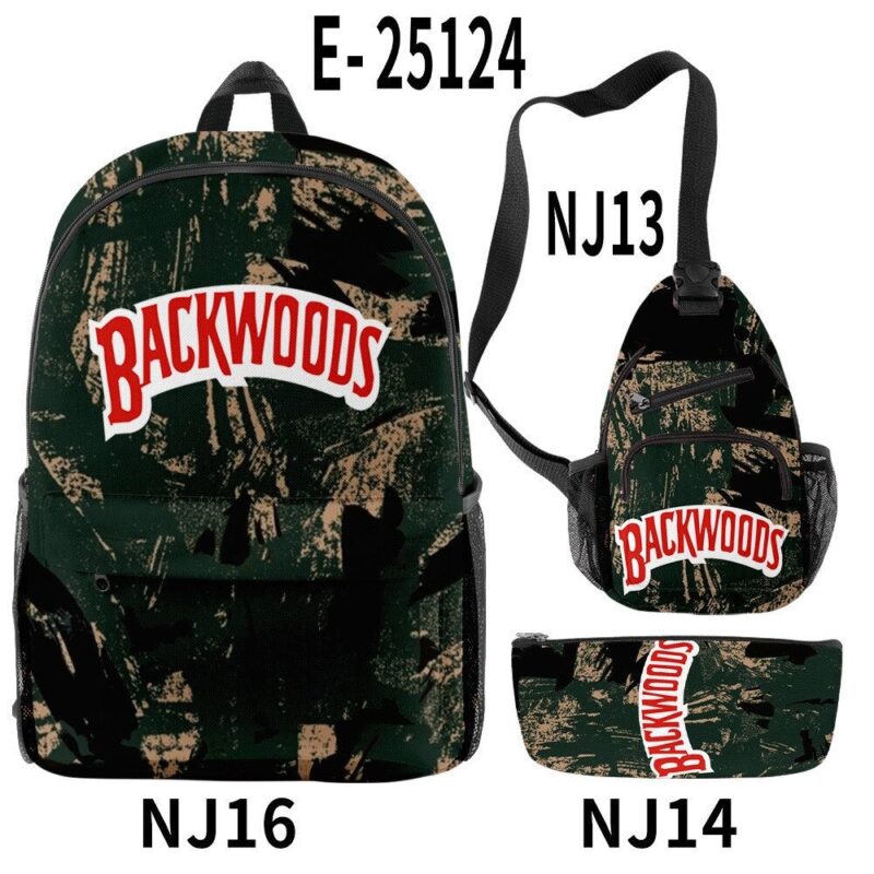 Backwoods Backpack Zipper Backpack & Shoulder Bag + Pencil Case Oxford Bag 3 PCS Set