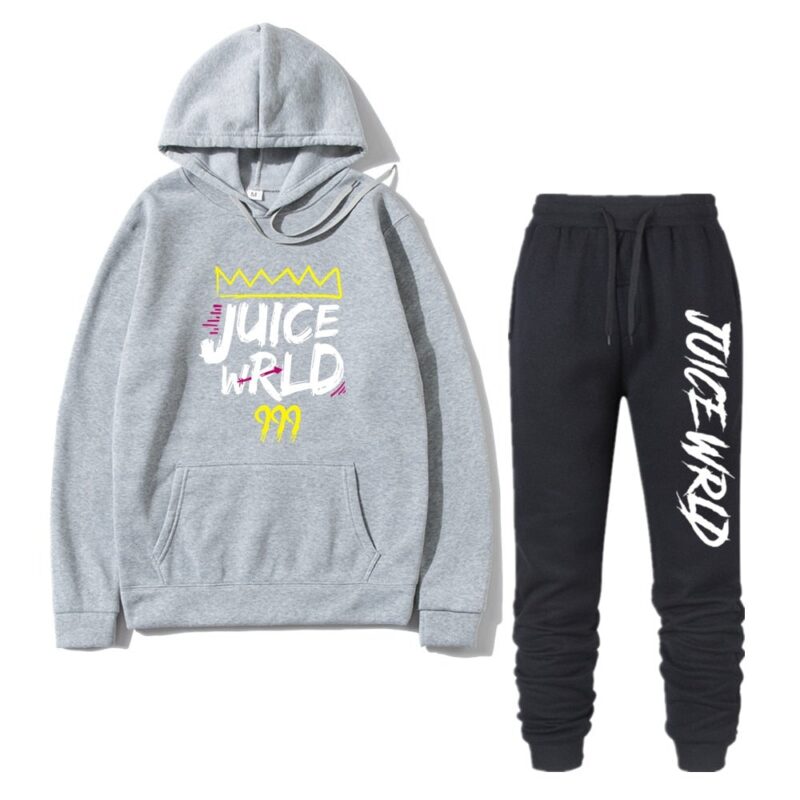 2 Pieces Sets Tracksuit Men Rapper Juice Wrld Hooded Sweatshirt pants Pullover Hoodie Sportwear Sweat Suit