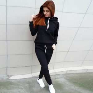 Tracksuit Women Hooded Sweatshirt + Pants Sets Sportswear Suit Casual Hoodies with Pockets Two Piece Set