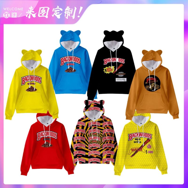 women backwoods Hoodie Girls backwood shirt Cartoon Element Cat ears Hoodie Personality Casual Children Long sleeved Pullover