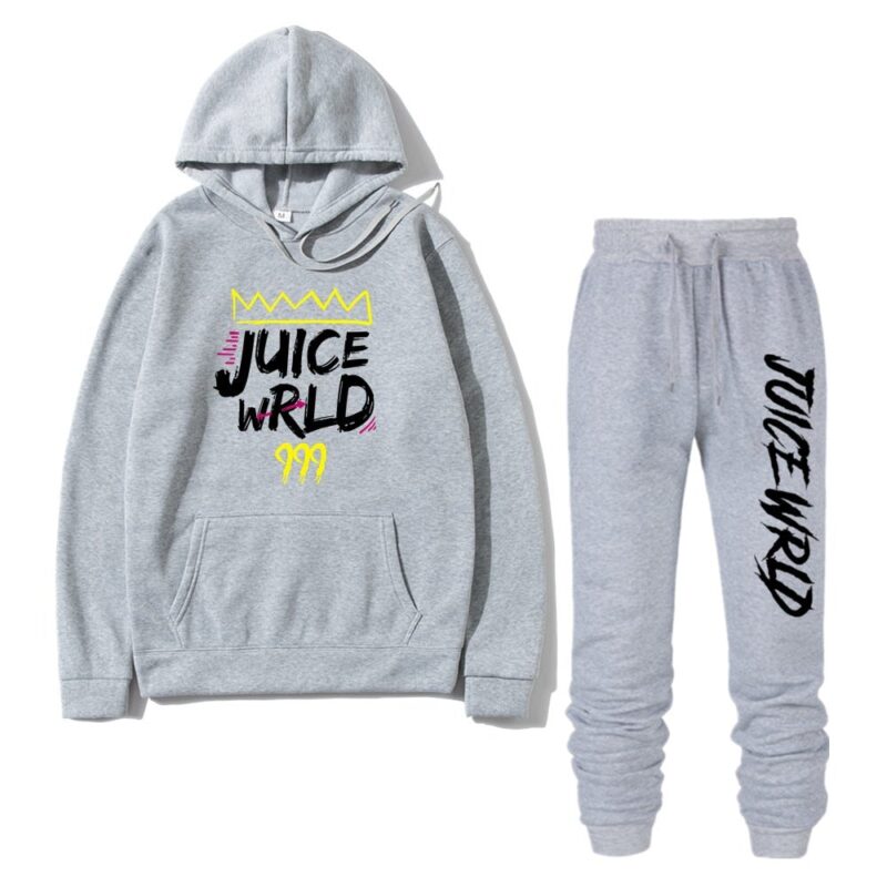 2 Pieces Sets Tracksuit Men Rapper Juice Wrld Hooded Sweatshirt pants Pullover Hoodie Sportwear Sweat Suit
