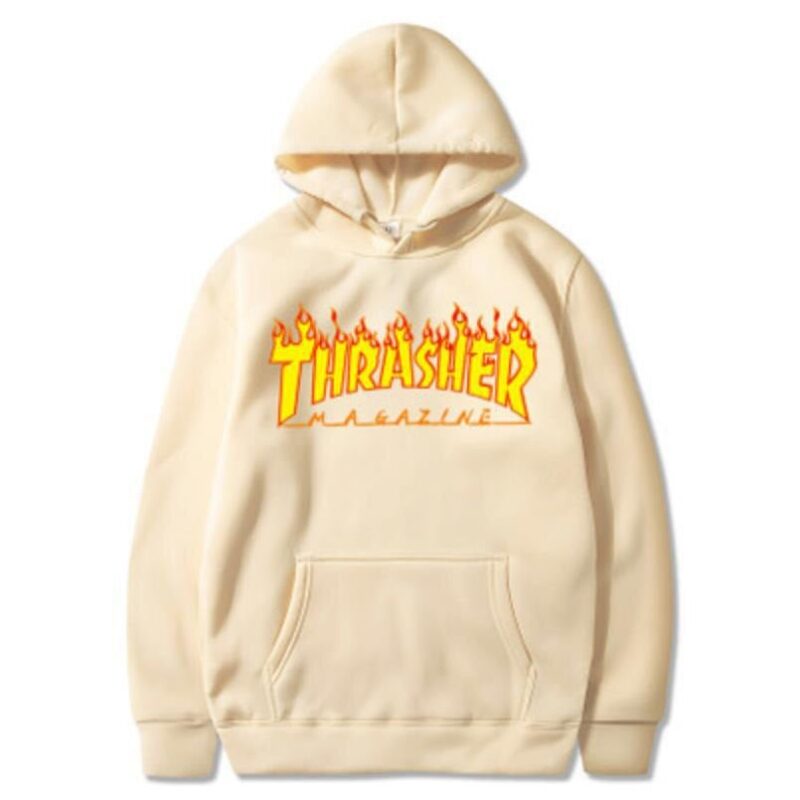 Thrasher Fashion Letter Print Hooded Sweatshirt Autumn Winter Trend Street Tops