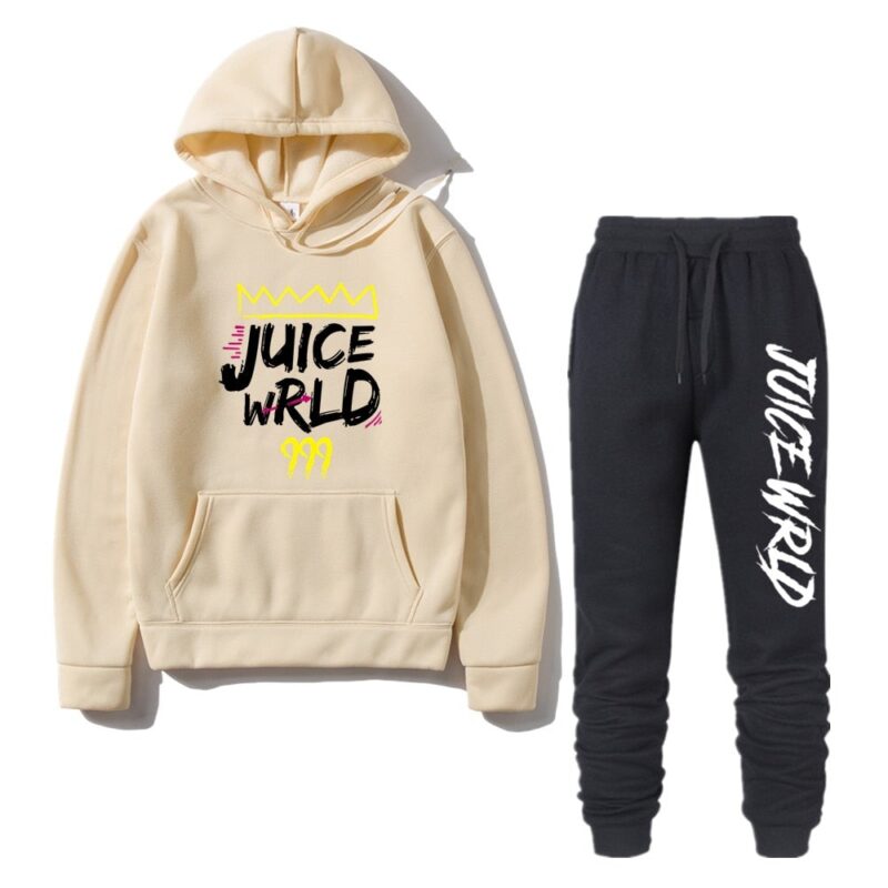 2 Pieces Sets Tracksuit Men Rapper Juice Wrld Hooded Sweatshirt pants Pullover Hoodie Sportwear Sweat Suit