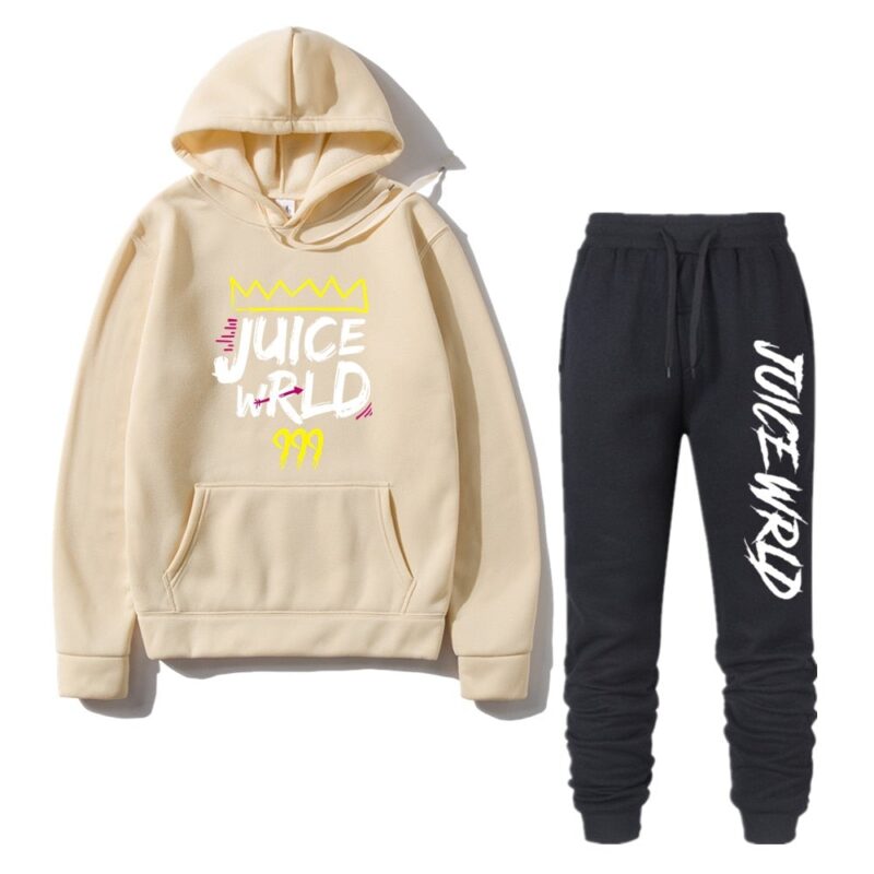 2 Pieces Sets Tracksuit Men Rapper Juice Wrld Hooded Sweatshirt pants Pullover Hoodie Sportwear Sweat Suit