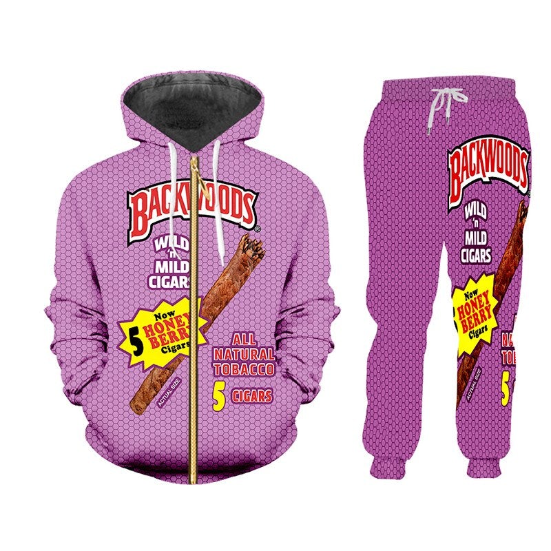 UJWI 3D Print cuff Hoodies Streetwear purple Backwoods Hoodie Sweatshirt Men Fashion autumn winter Hip Hop hoodie pullover