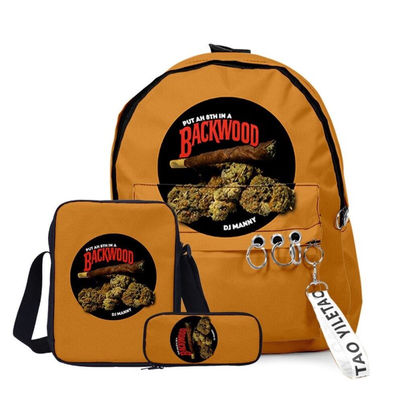 3D Printed Backwoods Backpack 3pcs Set Slash Zipper Backpack3d Printed Backpack School Student Casual  Laptop Bag