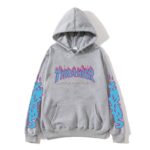Thrasher blouse blue flame print hoodie men/women street couple casual fashion pullover sweatshirt