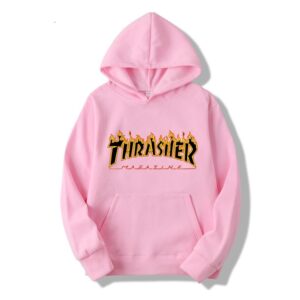 Thrasher Hoodies Fashion Fire Flame Printing Hooded Sweatshirt Men and Women Street Couples Tops