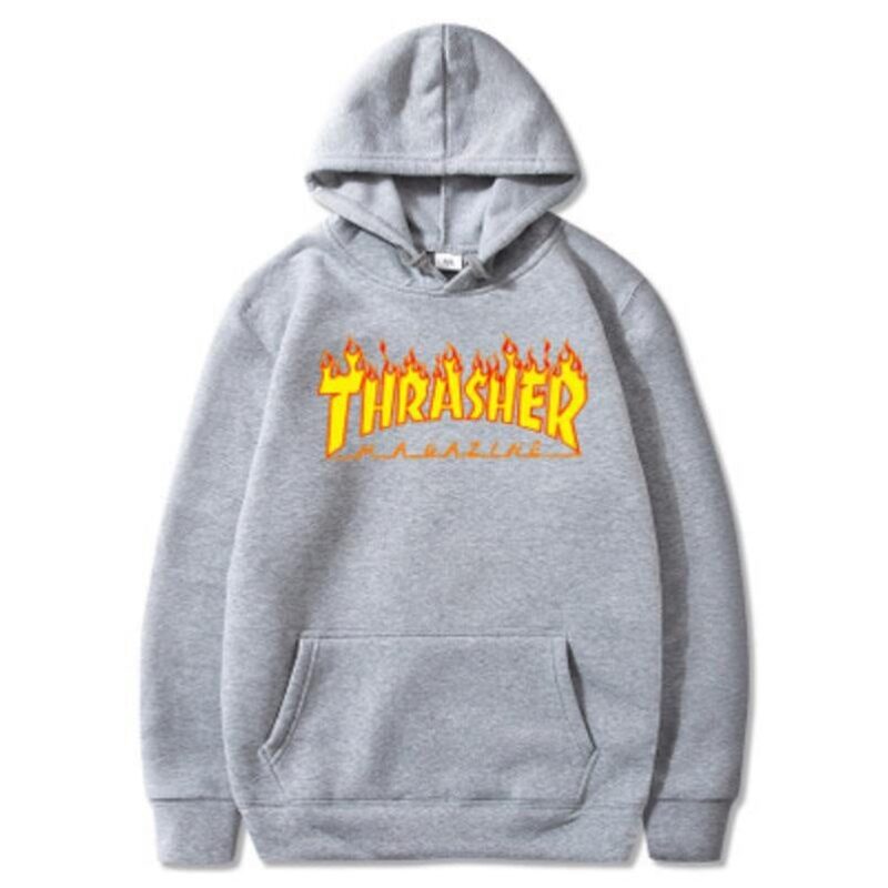 Thrasher Fashion Letter Print Hooded Sweatshirt Autumn Winter Trend Street Tops