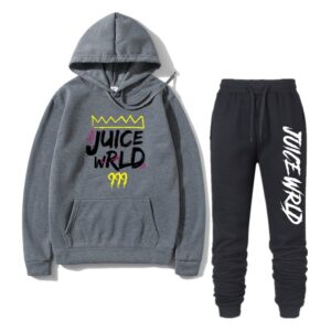 2 Pieces Sets Tracksuit Men Rapper Juice Wrld Hooded Sweatshirt pants Pullover Hoodie Sportwear Sweat Suit