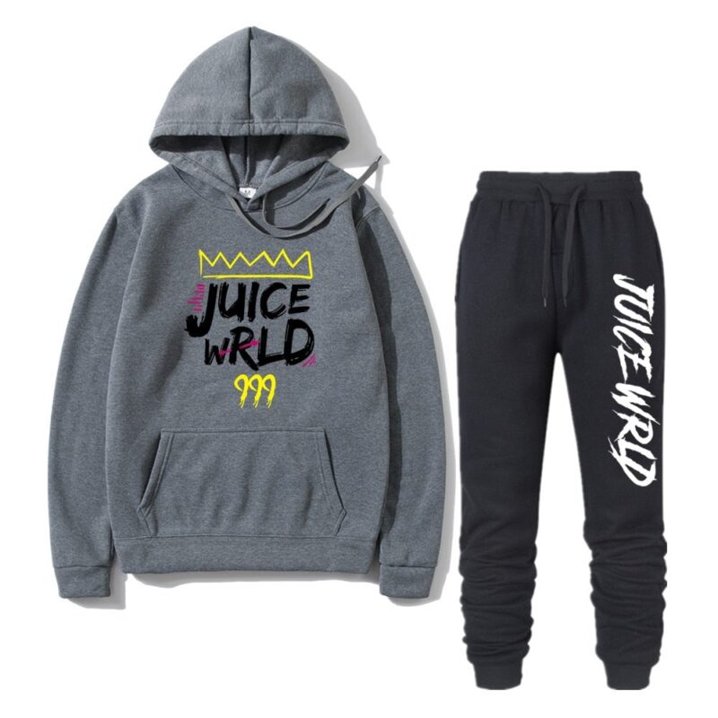 2 Pieces Sets Tracksuit Men Rapper Juice Wrld Hooded Sweatshirt pants Pullover Hoodie Sportwear Sweat Suit