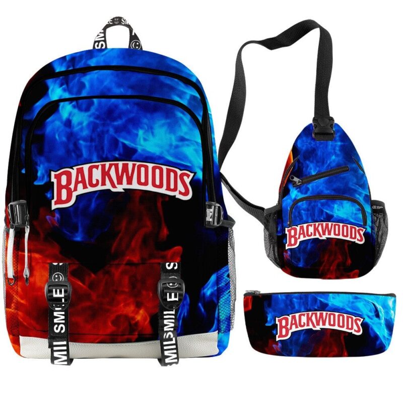 Backwoods 3D Printed Backpacks 3 Piece Set Boys Girls Teenager Laptop Oxford Waterproof Bags