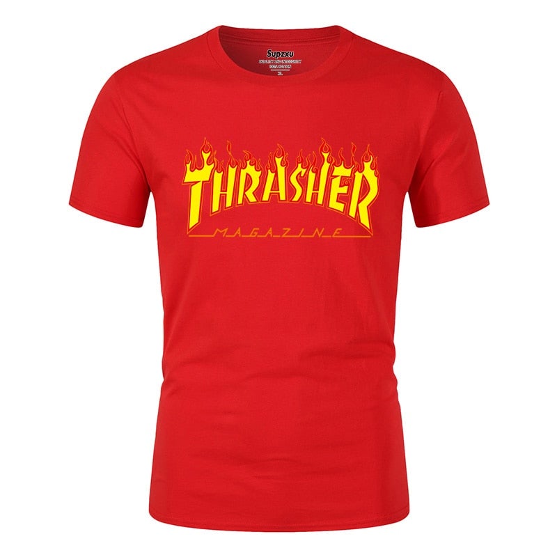 Thrasher 3D Printed T-Shirt Casual Sports Soft Texture Short-Sleeved T-Shirt Men's