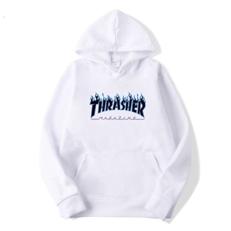 Thrasher Fashion Letter Print Hooded Sweatshirt Autumn Winter Trend Street Tops
