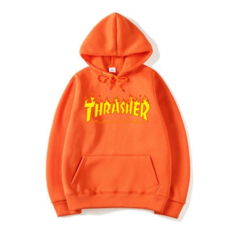 Thrasher Fashion Letter Print Hooded Sweatshirt Autumn Winter Trend Street Tops