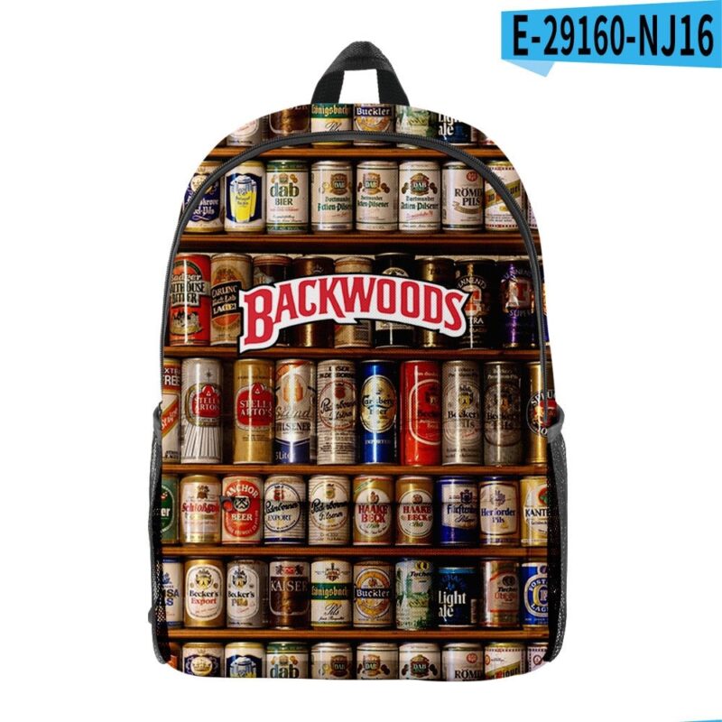 Backwoods Beer Backpack 3D Digital Color Printing Casual Fashion Pack Laptop Bag