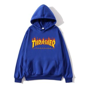 Men's hoodies European and American fall/winter popular pullovers yellow flame print ladies hip-hop hoodies couple sweatshirts