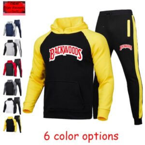 men's sportswear suit backwoods printed sports suit men's sports hooded sweatpants 2 jogging suit