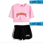 Backwoods Streetwear 2 Piece Outfits for Women Crop Top Track Suit Two Piece Set Top and Shorts Set Ladies Tracksuits Streetwear