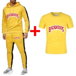 Backwoods men spring suits sportswear set mens clothing Hoodie + Pants 3 pieces sets plus size pattern 3XL Fitness clothing
