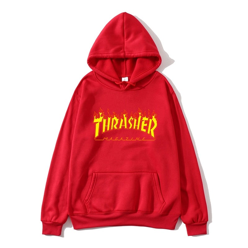 Thrasher Letter fire Printing Hoodies Sweatshirt Pullover Autumn Winter Unisex Casual Silm Fit Women Flame Printed Hooded