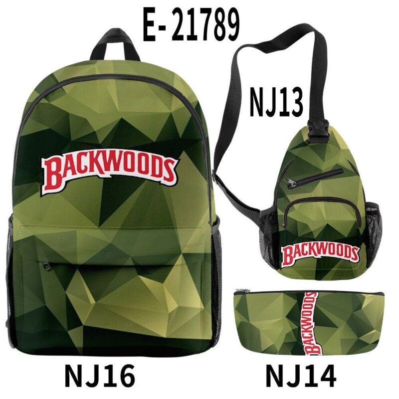 Backwoods Backpack Zipper Backpack & Shoulder Bag + Pencil Case Oxford Bag 3 PCS Set