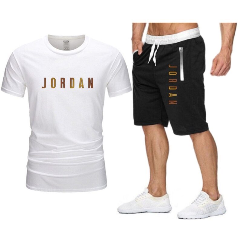 Men Oversized T-shirt JORDAN Printing Harajuku Sets Summer Streetwear Beach Shorts Tracksuit