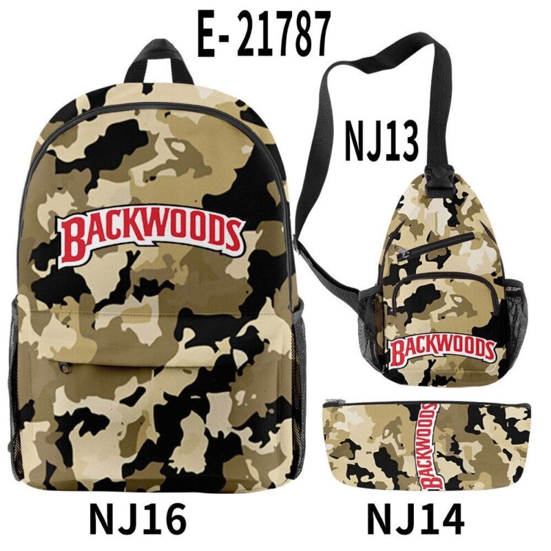 Backwoods Backpack Zipper Backpack & Shoulder Bag + Pencil Case Oxford Bag 3 PCS Set