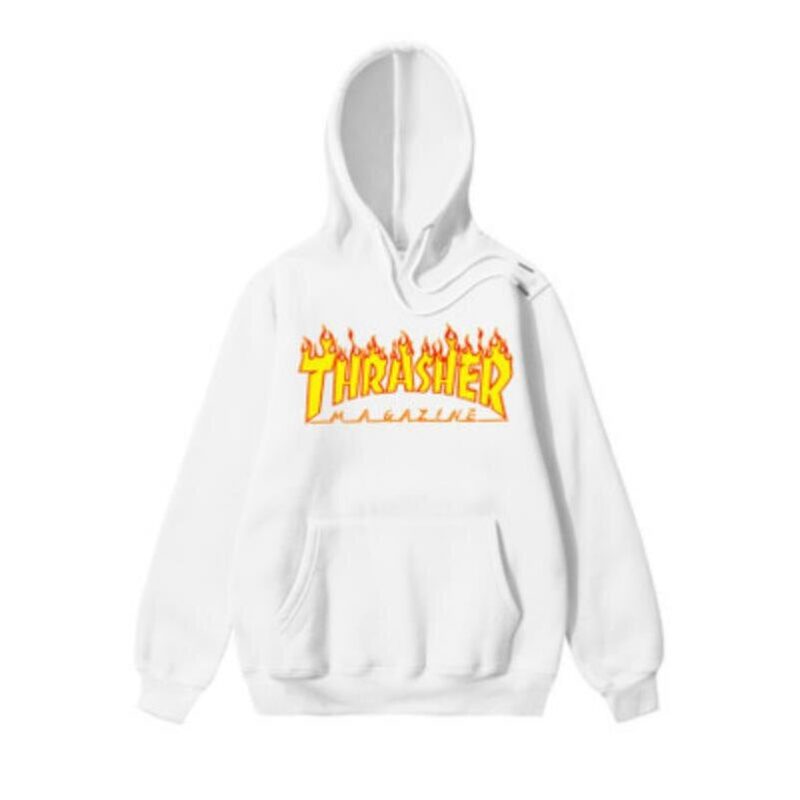 Thrasher Fashion Letter Print Hooded Sweatshirt Autumn Winter Trend Street Tops
