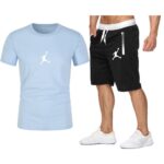 Jordan23 Men T shirt+Beach Shorts Sets Summer Jogging Pants T-shirt Tracksuit Funny Streetwear