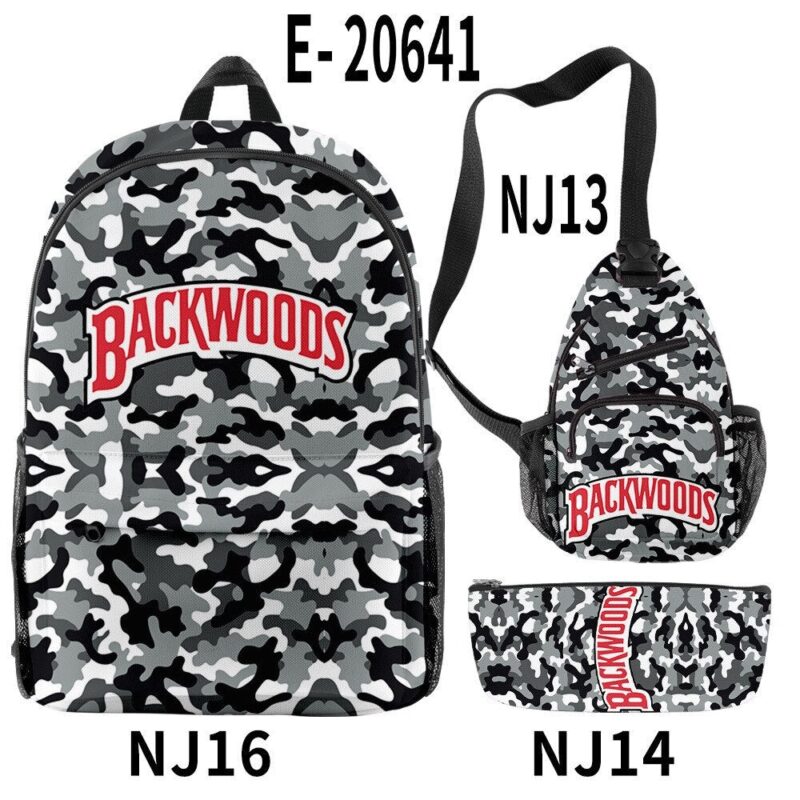 Backwoods Backpack Zipper Backpack & Shoulder Bag + Pencil Case Oxford Bag 3 PCS Set