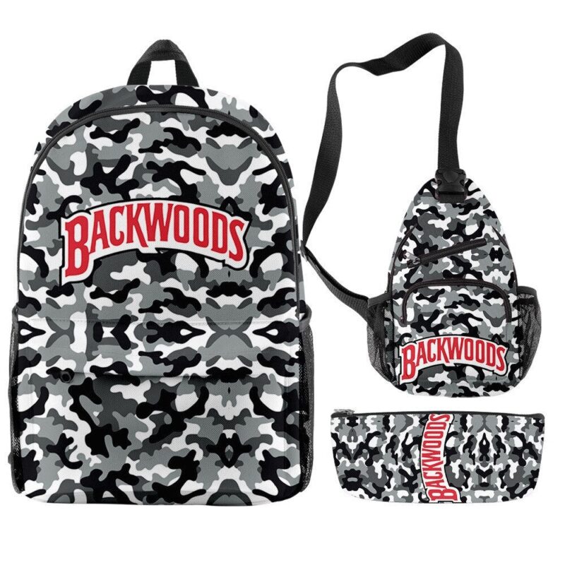 Backwoods Backpack Zipper Backpack & Shoulder Bag + Pencil Case Oxford Bag 3 PCS Set