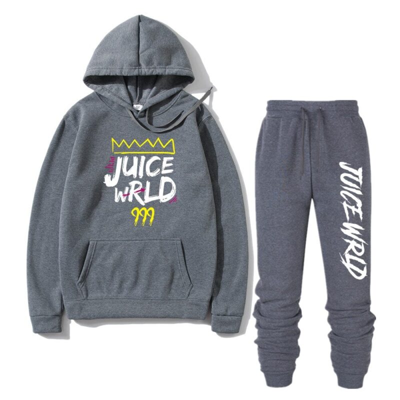 2 Pieces Sets Tracksuit Men Rapper Juice Wrld Hooded Sweatshirt pants Pullover Hoodie Sportwear Sweat Suit