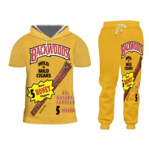 Yellow O-Neck Hoodies Streetwear Backwoods Hoodie Sweatshirt men 2 piece set Autumn Winter tracksuit set Pullover
