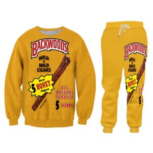 Yellow O-Neck Hoodies Streetwear Backwoods Hoodie Sweatshirt men 2 piece set Autumn Winter tracksuit set Pullover