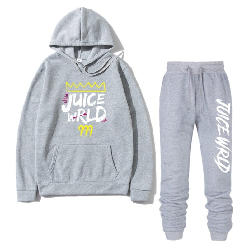 2 Pieces Sets Tracksuit Men Rapper Juice Wrld Hooded Sweatshirt pants Pullover Hoodie Sportwear Sweat Suit