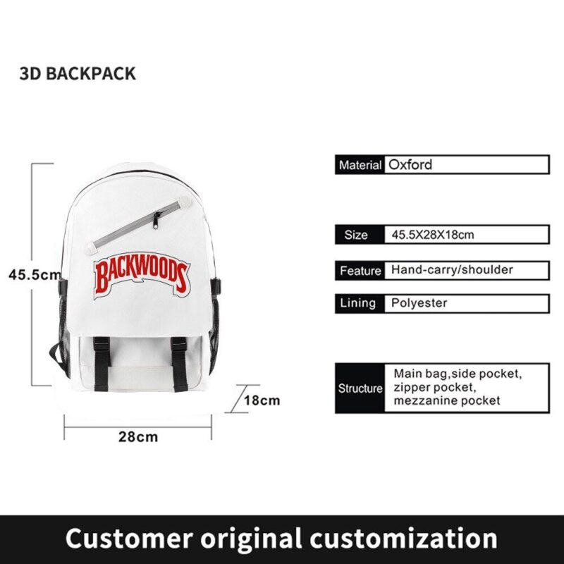 Backwoods Backpack Casual Student School 3d Printed Backwoods Bookbag