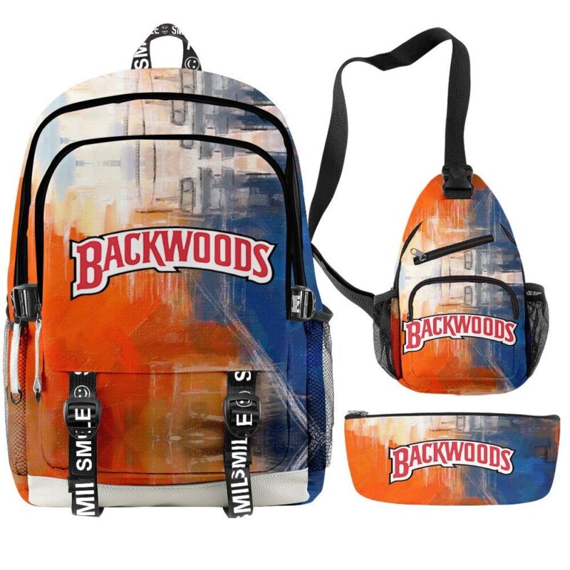 Backwoods 3D Printed Backpacks 3 Piece Set Boys Girls Teenager Laptop Oxford Waterproof Bags
