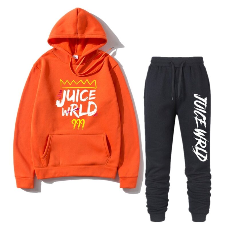 2 Pieces Sets Tracksuit Men Rapper Juice Wrld Hooded Sweatshirt pants Pullover Hoodie Sportwear Sweat Suit