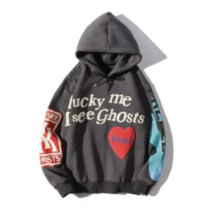 Kanye West Graffiti Letter Print Plus Velvet Sweatshirt Hoodies