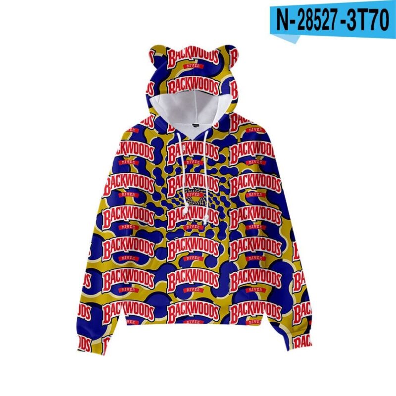 women backwoods Hoodie Girls backwood shirt Cartoon Element Cat ears Hoodie Personality Casual Children Long sleeved Pullover