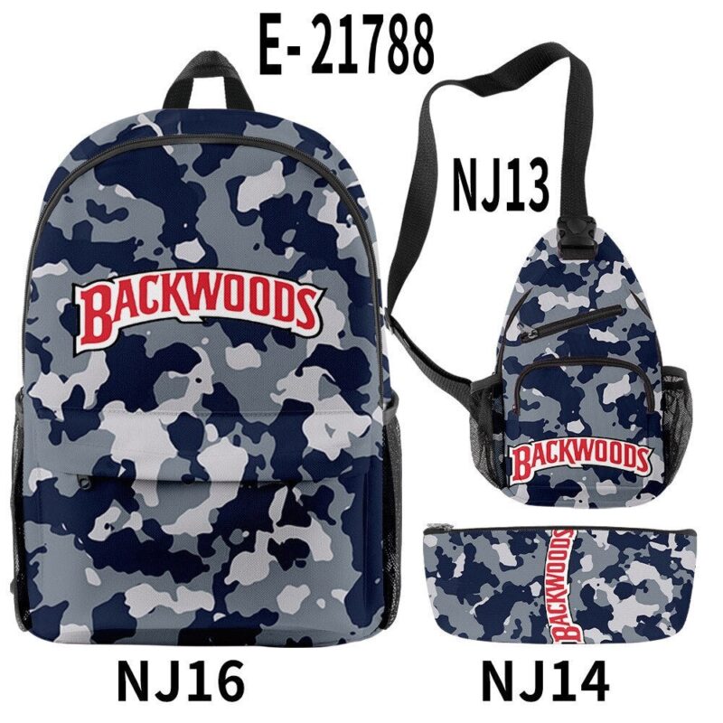 Backwoods Backpack Zipper Backpack & Shoulder Bag + Pencil Case Oxford Bag 3 PCS Set